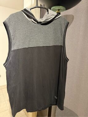 Men's Sleeveless Hooded Tank — Black with Gray Yoke